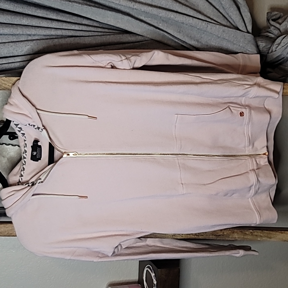 Volcom womens pastel pink zip up hoodie M